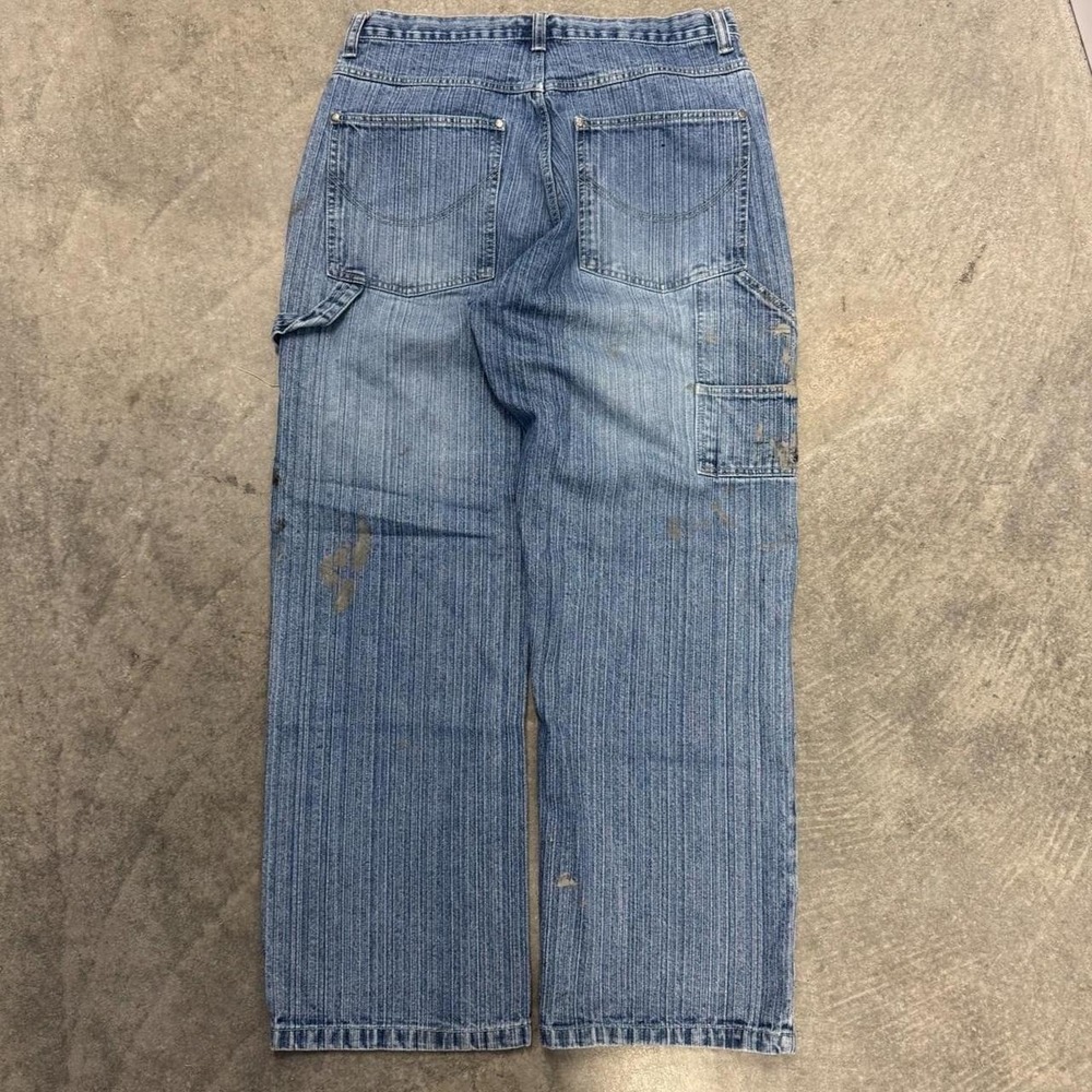 Men's Carpenter Jeans Y2K Trust Super Baggy Wide Leg Skater Texted Denim 34x30